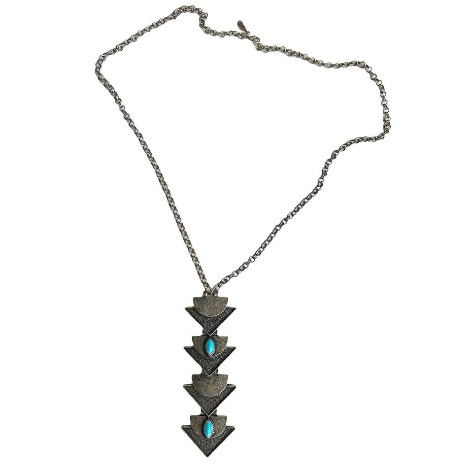 Elf Womens Long Gunmetal Dangle Blue Gem Fashion Pendant Necklace 10$